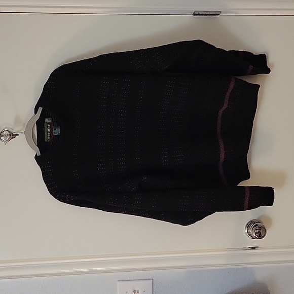 North 44 Italian Merino Wool Black Oversized Skater Ski Sweater Size XL - Picture 2 of 8